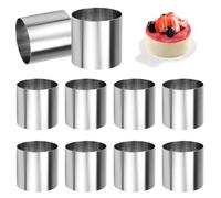 Pack of 10 Dessert Rings and Food Rings Diameter 5 cm, Stainless Steel Mousse Rings, Easy Demouldable Serving Rings, Mini Cake Rings Small Baking Rings for Baking, Mousse, Cake, Sushi, Pudding (Round)