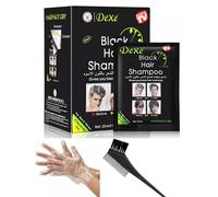 [Pack of 10] DeXe Black Hair Shampoo - 5-Minute Instant Hair Blackening - 2-in-1 Shampoo & Dye - Fast & Easy Application - Long-Lasting Natural Shine
