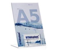 Pack of 10 DIN A5 Advertising Stands, L Stands with Extra Business Card Holder as Table Stand Made from Original Plexiglas