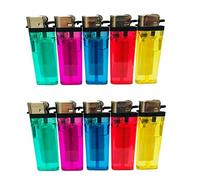 Pack of 10 Disposable Lighters Use for Cigarette, Camping, BBQ, Fireworks Utility Lighter Child Safe Adjustable Flame