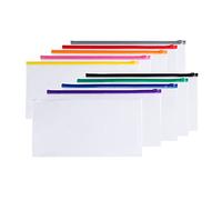 Pack of 10 DL Clear Zippy Bags with Assorted Coloured Zip