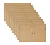 Pack of 10 Document Bags, 4.5 x 6.7 Inch Kraft Paper Envelopes with Wrap Seal, Small Kraft Envelope for Office, School, Bills, Home, Greeting Cards, Receipts