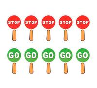 Pack of 10 Double Sided Stop Go Sign Handheld Sign for School Construction Site Parking Control Reflective Stop Go