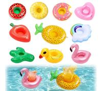 Pack of 10 Drink Holders Pool Inflatable Pool Drink Holder Flamingo Palm Tree Animal Fruit Fun Pool Toy for Summer Inflatable Pool Accessories Beach Party Pool Hawaiian Party Adults