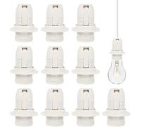 Pack of 10 E14 Lamp Holder 250 V 2 A Bakelite Lamp Holder E14 Lamp Feet External Thread Lamp Base with Screw Ring for Table Lamp Floor Lamp, LED CFL Lamps Incandescent Bulbs, White