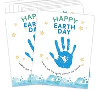 Pack of 10 Earth Day Handprint Art Craft, 8.5x11 Inch Earth Day Keepsake Art, DIY Art Cards for School & Home, Ocean Blue We've Got the Whole World in Our Hands-DQSYK02