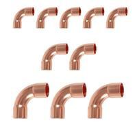 (Pack of 10) EFIELD 5/8" C X C Long Turn Copper 90-Degree Elbow, LF Copper Plumbing Fittings with Sweat Solder Connection