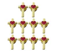 Pack of 10 Enameled Crosses Heart Pin with Secure Clasp for Confident Adornment Lapel Accessory for Everyday Wear Colorful Crosses Pin