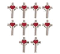 Pack of 10 Enameled Crosses Heart Pin with Secure Clasp for Confident Adornment Lapel Accessory for Everyday Wear Alloy Faith Brooch