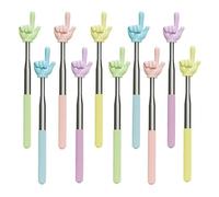 Pack of 10 Extendable Stainless Steel Teaching Pointer Finger Stick Children's Extendable Pointing Stick Colourful Finger Shape Adjustable Between 20-68 cm for School Lessons, Conference Presentation