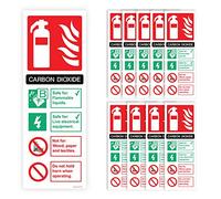 Pack of 10 Fire Extinguisher Signs (100 x 280 mm) Carbon Dioxide Vinyl Fire Extinguisher Sticker
