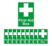Pack of 10 First Aid Box Sticker Self Adhesive Waterproof Vinyl 150mmx100mm V1128