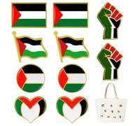 Pack of 10 Flag Badges, Palestine Flag Pin, Palestine Badge Metal Mini, Suitable for Clothing Decoration, Hat Decoration, Backpack Decoration, Gifts