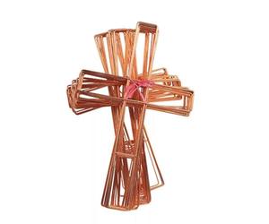 Pack of 10 Floral Wreath Form Cross Shaped Easter Decorations Metal Wire