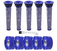 Pack of 10 for Dyson V8 V7 Filter, V8 V7 Replacement Parts Filter Accessory Set for Dyson, 5x Pre-Filter + 5x HEPA Post Filter with 1 Brush, Replacement for DY-96566101, DY-96747801