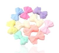 Pack of 10 Fuzzy Focal Pastel Bow Bows Ribbon Bead Hole Beads Craft Supplies Supply Resin Cabochon DIY Crafting Junk Charm Plastic Charms Flat Back Phone Custom Acrylic Jewellery Making 18-28mm