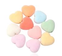 Pack of 10 Fuzzy Focal Pastel Heart Hearts Pink Bead Hole Beads Craft Supplies Supply Resin Cabochon DIY Crafting Junk Charm Plastic Charms Flat Back Phone Custom Acrylic Jewellery Making 18-28mm