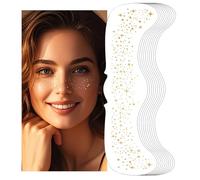 Pack of 10 Glitter Freckles Golden Temporary Face Tattoos Body Glitter for Women Girls Concerts Festival and Rave Accessories (Gold)