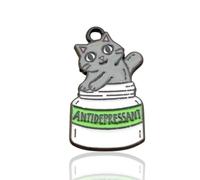 Pack of 10 Green Metal Enamel Cat Happy Pills Pill Bottle Craft Supplies Supply Resin Cabochon DIY Crafting Junk Charm Plastic Charms Flat Back Phone Custom Acrylic Jewellery Case Making 27-30mm
