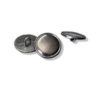 Pack of 10 Grey Silver Coloured Metal Buttons Smooth with Small Edge Eyelet Button 15 mm or 20 mm (15 mm)