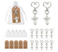 Pack of 10 Guardian Angel Pendant Confetti Bags with Keyring Angel Angels Favors Communion Confirmation Wedding Baptism First Communion
