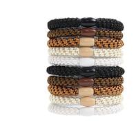 Pack of 10 Hair Bobbles Women's Braided Elastic Hair Bands Soft Braid Bobbles for Girls Anti-Stress Hair Band Bracelet for Thick Hair Simple Hair Accessories for Everyday Sports and Yoga (B)