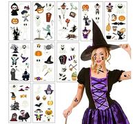 Pack of 10 Halloween Tattoos for Children, Glow in the Dark Halloween Temporary Tattoos, Waterproof Pumpkin Ghost Spider Tattoos, Luminous Tattoos Stickers for Halloween Party, Decoration Accessories