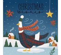 Pack of 10 Hand Drawn Design Humorous Goose Merry Christmas Greeting Cards & Envelopes. Full Colour Inside with Christmas and New Year Message.