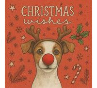 Pack of 10 Hand Drawn Design Humorous Red Nosed Dog Reindeer Merry Christmas Greeting Cards & Envelopes. Full Colour Inside with Christmas and New Year Message.