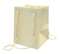 Pack of 10 Hand Tied Florist Flower Gift Bags with Rope Handle - Colour Choice (Ivory)