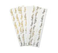 Pack of 10 Happy Birthday Script Luxury Gold Metallic Plastic-Free 18gsm Tissue Paper Sheets 50x70cm