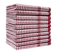 Pack of 10 Heavy Duty (80gm/pc) WonderDry Checked Cotton Kitchen Tea Towels - Absorbent - Long Lasting - Professional Grade - Lint Free, Fade Resistant - Bar, Catering Restaurant Cloth- 50 x 70 cm