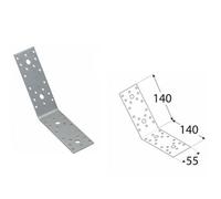 Pack Of 10 - Heavy Duty Galvanised 135 Degrees Angle Brackets Corner Braces 2.5mm Thick 140X140X55mm