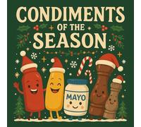 Pack of 10 Hilarious "Condiments of The Season" quirky Christmas Greeting Cards & Envelopes. Full Colour Inside with Season's Greetings Message.