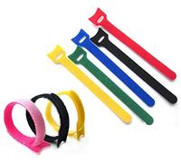 Pack of 10 - Hook & Loop Cable Cord Wire Fasteners Clip Tidy Zip Ties - Blue, Red, Black, Green or Yellow - by Lifeswonderful (Black)