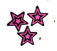 Pack of 10 Hot Pink Black Kawaii Y2K Aesthetic Star Stars Craft Supplies Supply Resin Cabochon DIY Crafting Junk Charm Plastic Charms Flat Back Phone Custom Acrylic Jewellery Case Making 16-25mm
