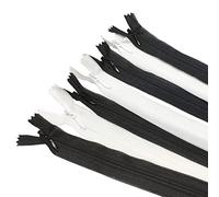 Pack of 10 Invisible Closed Zippers, Zippers in Many Sizes and Colors #3, Fine, Elegant and Discreet Zipper to Sew On Clothes, Dresses, Skirts, Sewing, (18 cm, 101332)