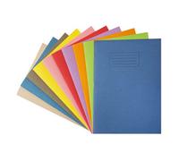 Pack Of 10 Janrax A4 Assorted 80 Page Feint Ruled With Margin Exercise Books Wf Paper With 225Gsm Manilla Cover