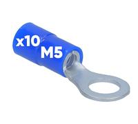 Pack of 10 Kalitec RKSBM5 Ring Cable Lug 1.5 - 2.5 mm² I Partially Insulated M5 Blue I Copper I PVC Collar I for Connecting Cables or Strands I Cable Lug I Cable Connector I Protects Electrical