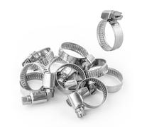 (Pack of 10) KCT 16-25mm Stainless Steel 304 Adjustable Clip Mini Small Fuel Hose Pipe Clamp
