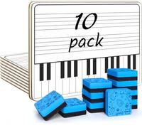 Pack of 10 Keyboard Dry Erase White Boards 11 x 14 Inch Lapboard l Durable Portable Double Sided Music White Board for Kids Students, Musicians and Home (10 Whiteboard Erasers Included)