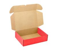 Pack of 10 Kraft Cardboard Boxes with Red Lid - Resistant for Mailing, Ecommerce and Messaging with Measures 44 x 33 x 10 cm