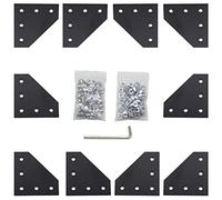 Pack of 10 L-Shaped Corner Bracket Connection Plate with 50 Pieces M5 T Nuts + 50 Pieces M5 Screws + 1 Piece Wrench for Standard Aluminium Extrusion Profile with 6 mm Slot 2020