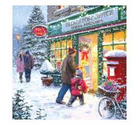Pack of 10 Large Festive Charity Christmas & Happy New Year Cards with Envelopes - 16x16cm - Eco-Friendly & Recyclable (Village Post Office)