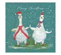 Pack of 10 Large Festive Charity Christmas & Happy New Year Cards with Envelopes - 16x16cm - Eco-Friendly & Recyclable (Festive Geese)