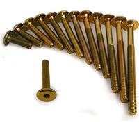 (Pack of 10) M6 Gold Brass Yellow Furniture Connector Bolts Joint Fixing Unit Cot Bed Table (M6 x 100mm)
