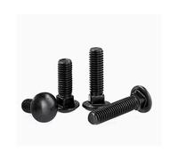 Pack Of 10 M6 x 12mm Black Stainless Steel Cup Square Carriage Bolts, Coach Screws with Dome Mushroom Heads. Durable, Corrosion-Resistant Fasteners For Wood, Metal, And Masonry Applications