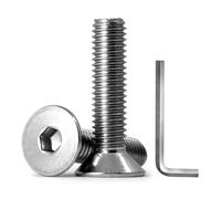 Pack of 10 M8 x 55 mm Flat Head Hexagon Socket Screws, Countersunk Screws Stainless Steel A2 V2A DIN 7991, Full Thread (with Allen Key)