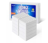 Pack of 10 Magic Sponge Eraser for Cleaning, High Density Multipurpose Wall Cleaner Sponge for Kitchen, Bathroom, Wall, Shoes - Removes Dirt, Scuffs, Crayon, Grease & Grime - 10 x 6 x 2cm