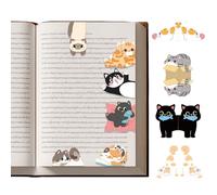 Pack of 10 Magnetic Bookmarks - Cute Cat Style Book Marker Clip for Book Lovers, Teachers, and Cat Fans - Funny Playing Cat Design